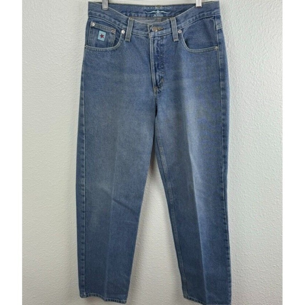 Rocky Mountain Rockies Relaxed Jeans Womens 9 Regular Blue Denim Starched VTG